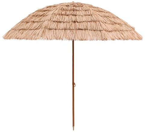 Parasol Paille Exotique Inclinable Parasol De Plage Anti UV50+ Parasol De Terrasse Anti Vent Parasol De Jardin Extérieur Avec 8 Baleines Parasol De Marché Hauteur Réglable Avec Sac De Transport ( Size