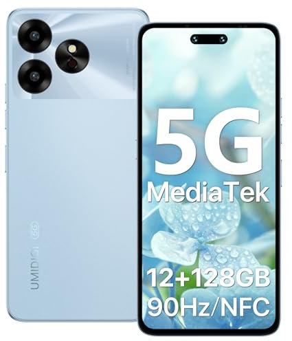 UMIDIGI 5G Smartphone NFC, 128GB/2TB TF Telefono Movil, 50MP Cámara, 6,57 90Hz HD+,12GB(6+6) RAM, 5000mAh, Dimensity 6100+5G Moviles, G6 Android Smartphone Dual SIM, Face ID/Fingerprint/GPS/OTG