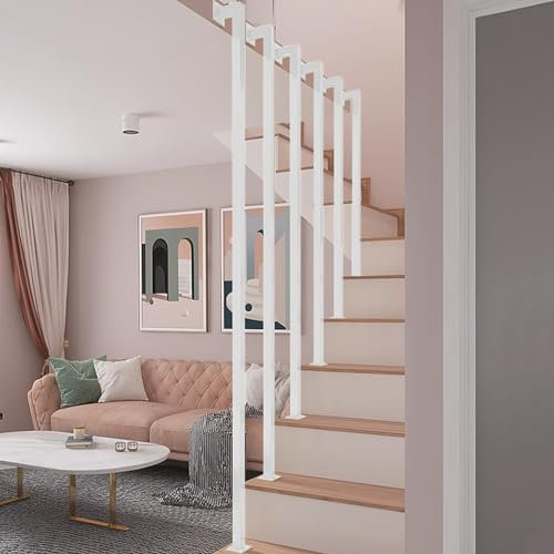 JNTFNE Moderner Handlauf für Treppen, weißes Handgeländer für Innen- und Außenbereich, Haltegriff, L-förmiges Schutzgeländer, Geländer, Metall, Schmiedeeisen, Treppengeländer, Handläufe (Größe: 90 cm)