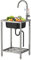 Edelstahl Spülbecken 1 Becken Küchenspüle Outdoor Camping Ausgussbecken Freistehende Multifunktions Handwaschbecken mit Abtropffläche,für Bar,Garage,Restaurant