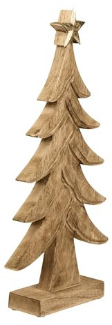 EGLO LIVING Deko Baum Baliguian, Weihnachtsdeko groß, Bodendeko Fensterdeko Wohnzimmer, Dekofigur Weihnachten, Adventsdeko aus Holz in Natur und Metall in Gold, 45 x 22 cm