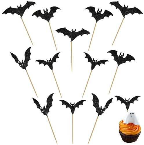 Fledermaus Kuchen Dekoration, 12 Stück Fledermäuse Cake Toppers, Fledermaus Cupcake Toppers, Fledermäuse Cupcake Dekoration, Bat Cake Toppers, Fledermaus Muffin Dekoration