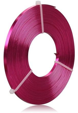 Filo di alluminio piatto – 5 x 1 mm – 10 metri di larghezza filo piatto per gioielli artigianali per attaccatura, modellazione, rubinetto, creazione di gioielli, rosso rosa