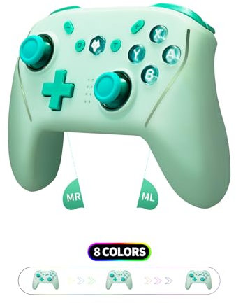 NBCP Controller für Switch, kabelloser Pro Controller für Switch Lite, Switch Remote-Gamepad Joystick, Dual VibrationGyro/Vibration/Turbo/NFC/Wake-Up/Screenshot (Grün)