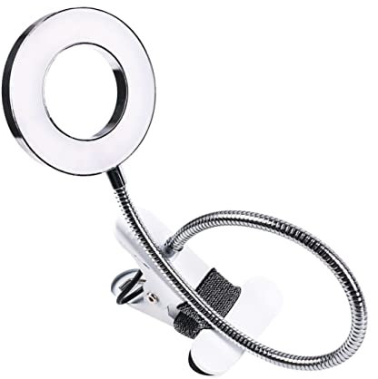 Beaupretty 1 Pc lampe de tatouage de beauté lumière annulaire deaktop clip anneau lumineux portable lampes de table outils manucure lumière de type clip lampe de table pliable Silver