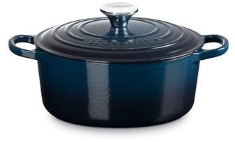 Le Creuset Signature Emaillierte Gusseisen-Rundkasserolle mit Deckel, 24 cm, 4,2 Liter, Nuit