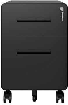 BISLEY Rollcontainer EasyRoll: mit 1 Schublade und 1 Hängeregistaturschublade/Bürocontainer schwarz/Rollwagen Maße: H:500 x B:400 x T:500 mm; Gebrauch für Schreibtisch, Akten, Dokumente, Schreibwaren