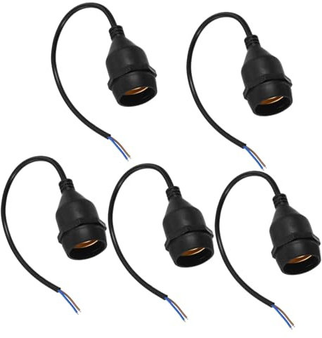 Happyyami E27 Wasserdichter Lampensockel Vollständig Versiegelte Außenleuchte Schwarze Lampenfassung Mit Kabel Für Decken Und Wandmontage Lampenhalterung Für Verschiedene