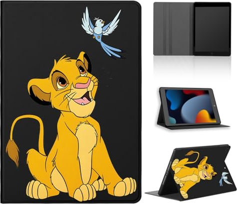 nurkorki Cartoon Tablet Cover per Samsung Galaxy Tab S2 9,7,Cute Anime Lion Leone Modello Custodia Multi-Angoli Stand PU Flip Cover Sottile e Leggera Soft TPU Nero Silicone Case,Cute