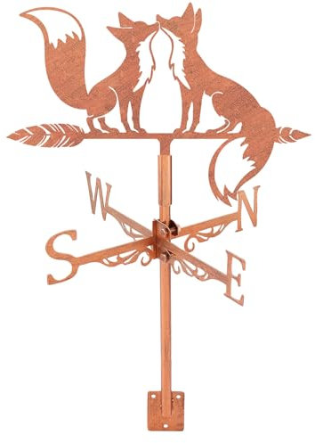 SUPERDANT Wetterhahn Mit Fuchs Motiv Tier Wetterfahne Aus Metall Kupferrot Wetterhahn für Garten Dekorative Windrichtungsfahnen Wetterfahnen Für Bauernhaus Garten Rasen Dach Koppel Dekor