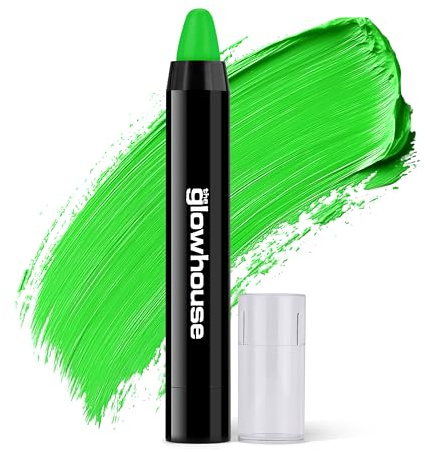 The Glowhouse Bâtons de peinture faciale – Monochrome noir et blanc pour enfants et adultes – Peinture corporelle résistante à l'eau pour Halloween, déguisement, festivals (vert)