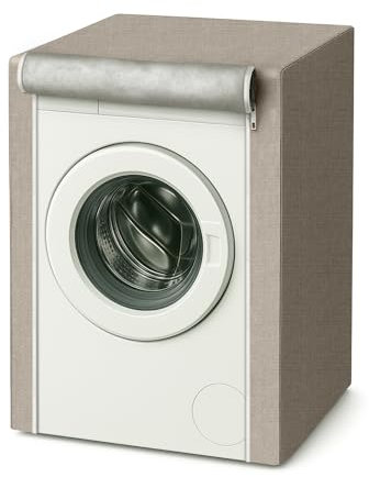 MORGICO Funda para lavadora y secadora 60 x 50 x 80 cm – Lona protectora impermeable antimanchas con cremallera – Resistente al polvo, gotas y golpes – Uso interior y exterior (beige arena)