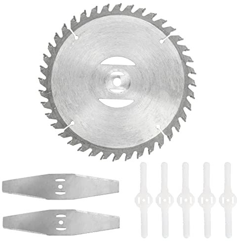 yulewiix Weed Wacker Blade, Sharp Wear Resistant Rust Resistant Stainless Steel String Trimmer Blade Trimmer Accessory,5 Plastic Blades, 2 Stainless Steel Blades, 1 6”Circular Saw Blades 8pcs