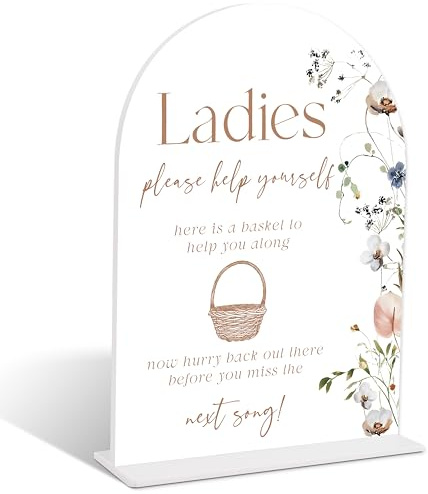 Boho Floral Ladies Please Help Yourself Sign, Arch Acrylic Sign, Wedding Bathroom Basket Supplies, Bridal Shower Table Decor, Engagement Party Decorations, Wedding Must Haves for Reception, 07