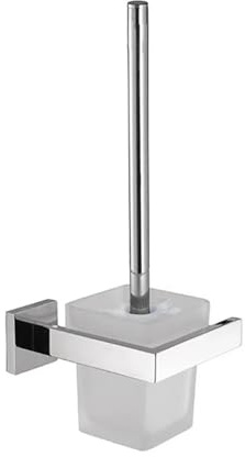 ATFVRXBEO Compatible for Modern Stainless Steel Wall Mounted Toilet Brush Holder Shelf Toilet Brush Organizer with Frosted Glass Brushed Nickel