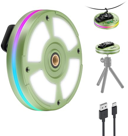 Smiling Shark CL01 Lámpara de camping, lámpara LED portátil, recargable, imán con clip, rosca de 1/4 pulgadas y gancho, 3 temperaturas de color y luz lateral RGB para camping, mochila de emergencia