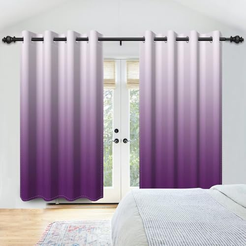 IKDZCM 2 Stück/Set Volltonfarbe Farbverlauf Fenstervorhang Lila Schlafzimmer Wohnzimmer Dekor Verdunkelungsvorhänge aus Polyestergewebe (BxH/2 x 83 x 180 cm)