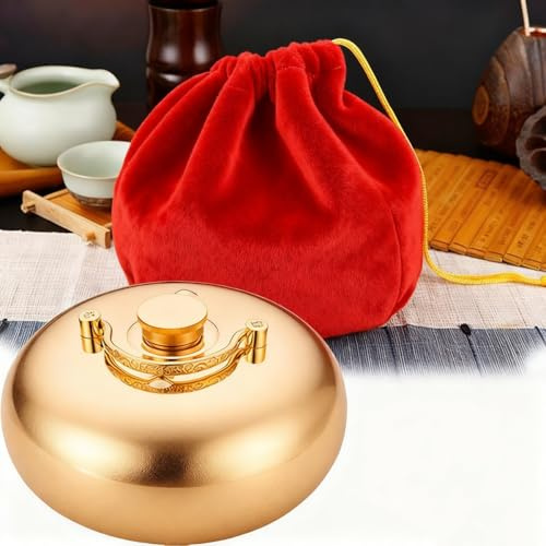 Vintage Brass Hot Water Bottle with Soft Cover – Metal Bed Warmer 2 L / 3 L / 0.5 L / 1 L / 1.5 L – Reusable Traditional Water Heater for Bed & Travel(Brass (Smooth),22cm)