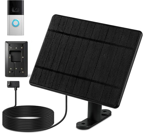 Solar Charger for Ring Doorbell, Micro-USB & Type-C Charging Ports, Compatible with Ring Battery Doorbell & Ring Video Doorbell (2nd Generation - 2020 Release)