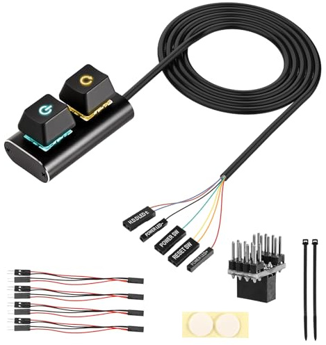 Desktop-Computer Power Switch, PC-Power Button, PC Schalter Extern, Multifunktionaler Desktop-Netzschalter, Computer Switch mit LED-Licht für Computer Motherboard, Einfache Start- und Reset-Steuerung