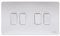 Schneider Electric Ultimate Screwless Flat Plate - 4 Gang Rocker 2 Way Light Switch, Single Pole, 16AX, GU1442WPC, Polished Chrome with White Insert