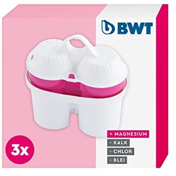 BWT Filterkartusche Magnesium Mineralized Water 3 Stück | Mit Magnesium Wasserfilter Trinkwasser | Für Speisen & Getränke | Filtert Kalk, Chlor, Blei & Kupfer | für Wasserhärte ab 15°dH geeignet