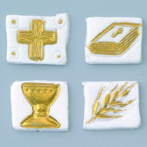 Efco Wachsdeko Heilige Kommunion 20 x 20 mm 4 Teile Weißgold, Wachs, weiß