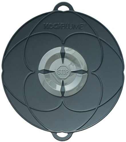 Kochblume das Original, Silikon Überkochschutz für Töpfe und Pfannen, Mikrowellen-Deckel, Spritzschutz und Dampfgar-Aufsatz | (anthrazit, XS | Topfgröße 7-12cm)