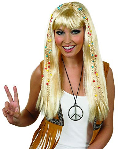Fun Shack Hippie Perücke Damen Blond, Perücke Hippie Damen, Hippieperücke, Hippie Perücken, Perücke Damen Hippie, Perücke Damen 80er, 80er Jahre Perücke Damen, Perücke Blond Fasching