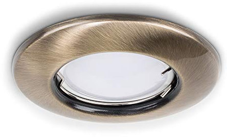 MiniSun | Modern Antique Brass Recessed GU10 Ceiling Downlight Fitting | Ceiling Spots, Home Décor & Improvement Essential | Includes 5W LED Bulb [Cool White]