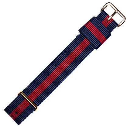 MARBURGER Uhrenarmband 18mm Textil Blau Rot - Werkzeug Montage Set 9511841000220