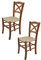 Tommychairs - Set 2 chaises Cross pour Cuisine, Bar et Salle à Manger, Robuste Structure en Bois de hêtre peindré en Couleur Noyer Clair et Assise rembourrée et revêtue en Tissu Couleur Chanvre