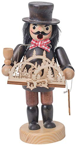 OBC Räuchermännchen Händler schwarz, 18 cm, Dekofigur handbemalt im Kunsthandwerks-Stil/Räuchermann/Räucherfigur aus Holz