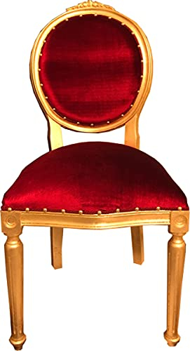 Casa Padrino Barock Medaillon Luxus Esszimmer Stuhl ohne Armlehnen in Bordeaux/Gold