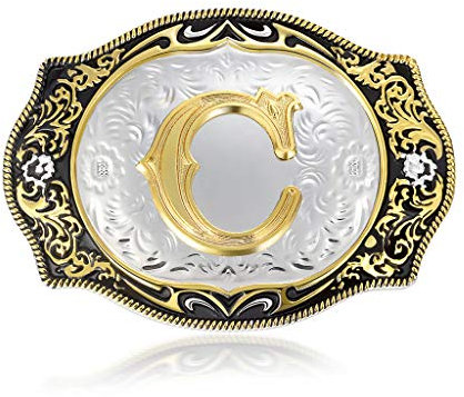 Gürtelschnalle mit Initialen, Buchstaben-Gürtelschnallen, kleine Größe, für Damen, Mädchen, Jungen, Herren, Westernschnallen für Gürtel (ABC-Z) - Gold - Klein