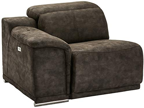 Ibbe Design Modul Sofa Braun Stoff 1 Sitzer mit Armlehne Rechts Elektrisch Verstellbar Relaxfunktion mit mit verstellbare Kopfstütze Alexa, 105x102x73 cm