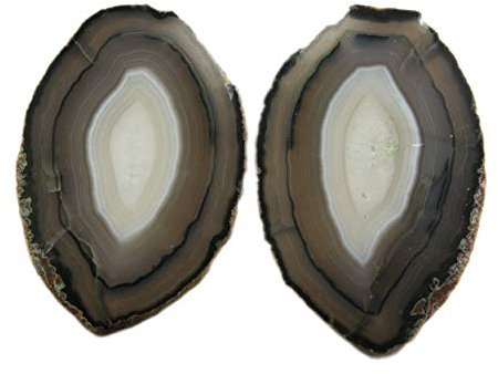 Lot de 2 dessous de verre en agate naturelle pour décoration d'intérieur - Blanc et gris - Cadeau pour pendaison de crémaillère, Pierre, Agate