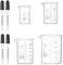 Hyber&Cara Glass Beaker Set - 4 Pack Graduated Low Form Measuring Beakers 25ml 50ml 100ml 200ml with 4 Pcs 1ml Glass Pipette