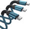 JSAUX 3-Pack USB C to USB C Cable 100W [1+2+3m] Compatible with iPhone 16 15 Pro Max Plus, Samsung Galaxy S24 S23 S22 S21, USBC to USBC Cable USB Type C to C Charger Cable Fast Charge Charging (Green)