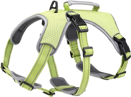 BELPRO Mehrzweck-Hundegeschirr, ausbruchsicher, kein Ziehen, reflektierend, verstellbare Weste mit strapazierfähigem Griff, Hundegeschirr für große/aktive Hunde (XL (1er Pack), Grün)