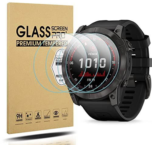 Diruite 4 Piezas Protector Pantalla para Garmin Fenix 7X 51mm Cristal Templado,HD Protector Reloj paraGarmin Fenix 7X /7X Solar/Sapphire Solar Smartwatch Protector[Anti-Raspado]