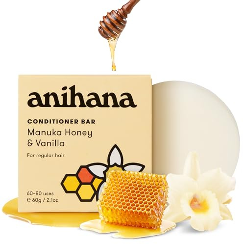 ANIHANA Manuka Honig und Mandel Haarspülungsstange für normales Haar, natürlich, gesund und glänzend, ohne Parabene, Manuka Honig und Mandel, 70 g
