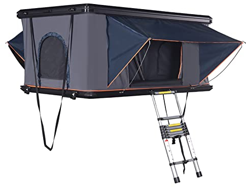 Wasserdichtes Hartschalen-Dachzelt 2,1 m, SUV-Camping-Dachzelt mit einziehbarer Leiter und Solar-Notlicht, Schiebedachzelt für Überland-SUV, LKW, Vans
