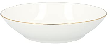 HOMLA Auro tiefer Teller 21 cm Porzellan Weiß Goldrand Tafelgeschirr Küchenausstattung Esstisch Design minimalistisch klassisch elegant