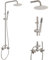 Aolemi Wandhalterung, gebürstetes Nickel, Outdoor-Duscharmaturen, mit Handbrause, 2 Kreuzgriffe mit verstellbarer Schiebestange, Dual-Funktion, Duscharmatur-Set