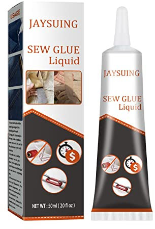 Cloth Repair Sew Glue 50ml,Colle pour Tissu à Coudre,Adhésif Imperméable pour Tissu,Colle à coudre,colle textile pour plusieurs tissus,Colle à tissu à séchage rapide,pour Vêtements,Tissus Et Textiles