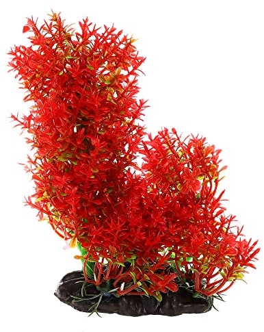 VOCOSTE 1 Stück Aquarium Kunststoff Pflanzen Künstliche Wasserpflanze für Aquarium Landschaft Dekoration Rot 6.3