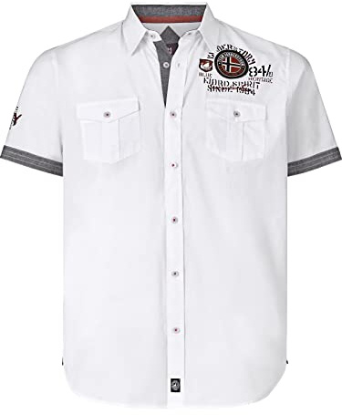 Jan Vanderstorm Herren Kurzarmhemd Snofred | Reine Baumwolle | Kariert | Gr. L-7xl weiß, 5XL (XXXXXL) - 51/52