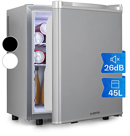 Klarstein Mini Kühlschrank für Zimmer, Mini-Kühlschrank für Getränke, Snacks & Kosmetik, Kleine Minibar, Kühlschrank Klein & Leise, Verstellbare Ablagen, Kleiner Skincar Kühlschrank 6-18°C, 45L