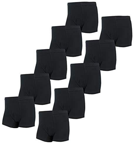 TupTam Boxershorts – Kinder Boxershorts Unterwäsche, Unterhosen im 10er oder 5er Pack, Farbe: 10er Pack Schwarz, Größe: 152-158